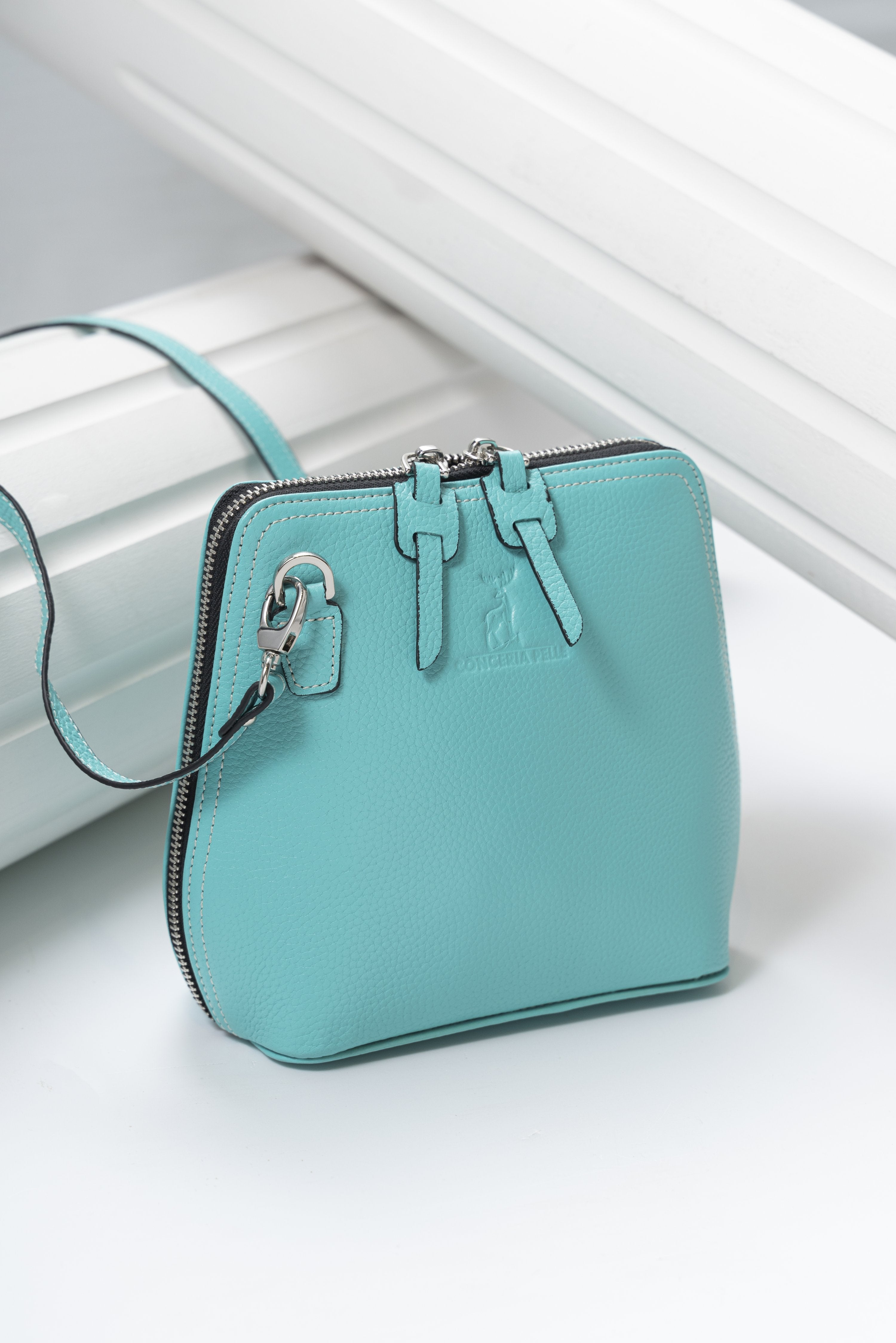 Kadın Omuz Askılı Çantası Hakiki Deri-Stil-Turkuaz